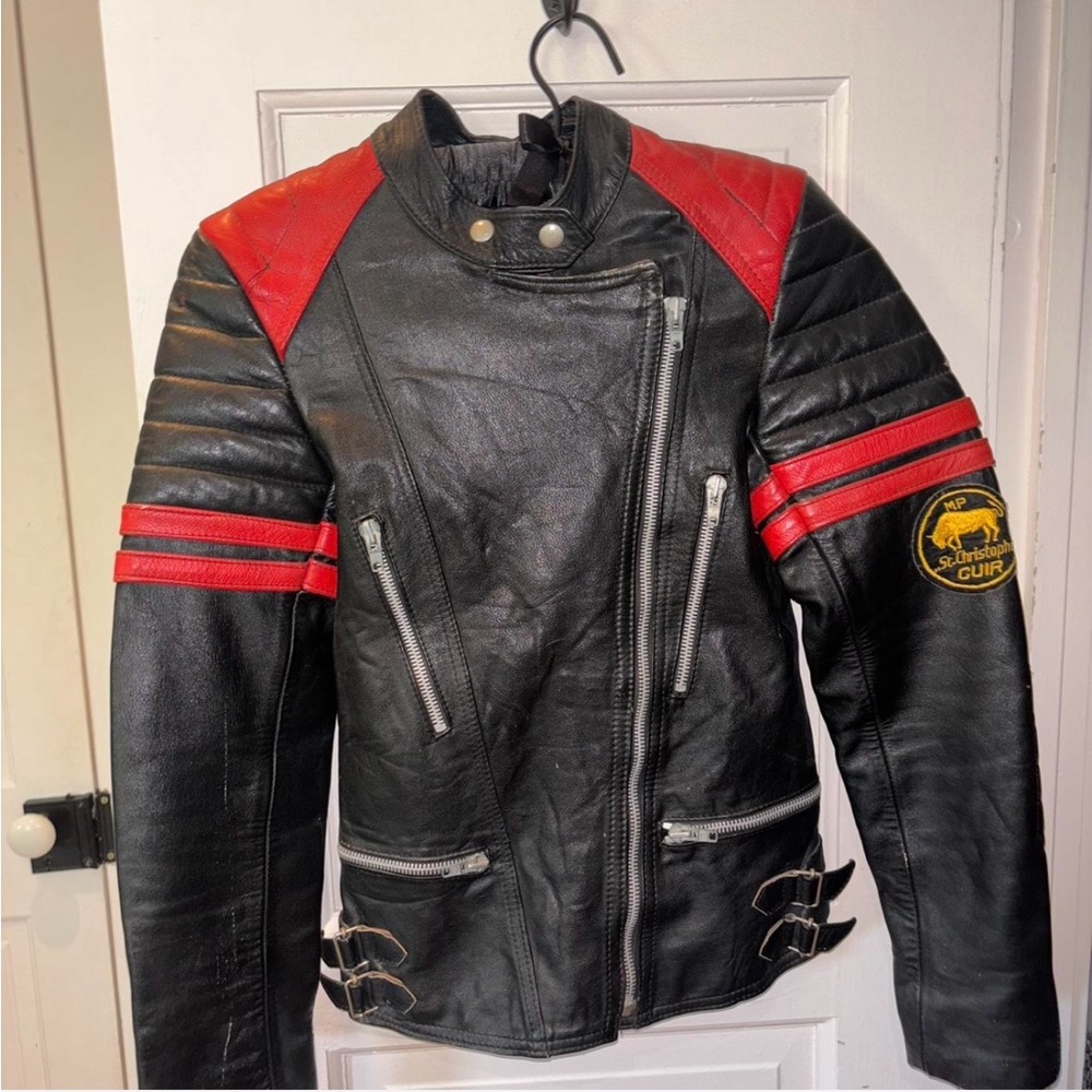 Vintage St. Christophe Cuir leather motorcycle jacket.